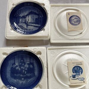 Royal Copenhagen Blue and White Holiday Collector Plates (Pair)